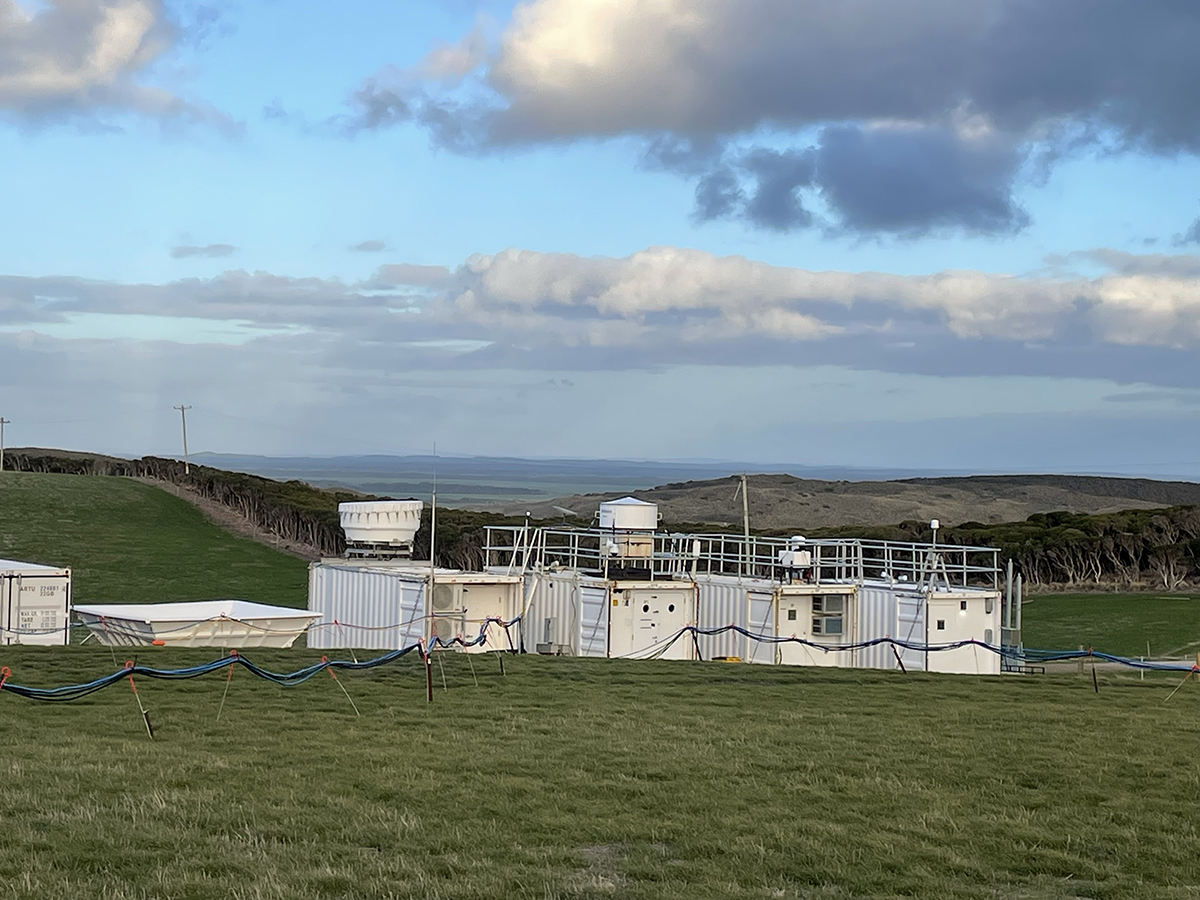 ARM instruments and containers were set up at kennaook/Cape Grim in early 2024 for the Cloud And Precipitation Experiment at kennaook (CAPE-k). The instruments include a radar wind profiler, Ka-band and W-band radars, and a Doppler lidar. Photo is by Jim Mather, ARM.